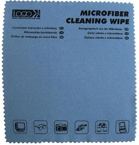 Logo čistiaca utierka z mikrovlákno, s potlačou, 30x30cm, modrá