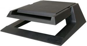 Logo podstavec pod monitor, so zásuvkou na kancelárske potreby, čierny, plast, 23 nosnosť, LCD aj CRT