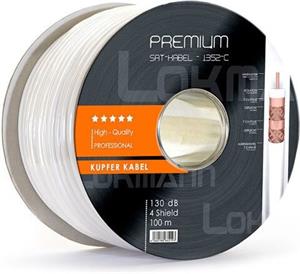 Lokmann koaxiálny kábel 7,0mm pre SAT/TV, 130db, vnútorný, biely - cena za 1m