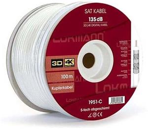 Lokmann koaxiálny kábel 7,0mm pre SAT/TV, 135db, vnútorný, biely - cena za 1m