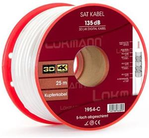 Lokmann koaxiálny kábel 7,0mm pre SAT/TV, vnútorný, biely, 25m