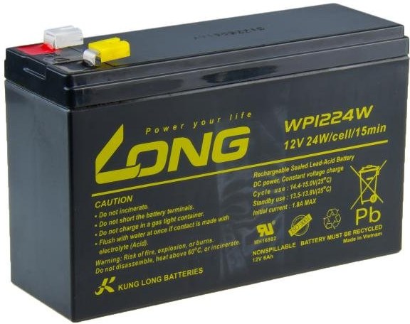 Long 12V 6Ah olověný akumulátor HighRate F2 (WP1224W)