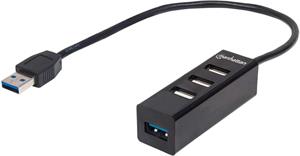 manhattan USB 3.0/2.0 Combo Hub, 4 porty, čierny