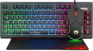 Marvo CM310 CZ-SK, RGB sada klávesnice s hernou myšou a podložkou, CZ/SK, herná, membránová, drôtová (USB), čierna