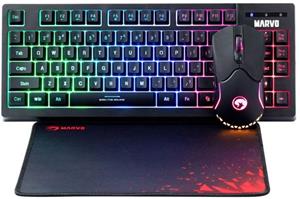 Marvo CM310 EN, RGB sada klávesnice s hernou myšou a podložkou, US, čierna