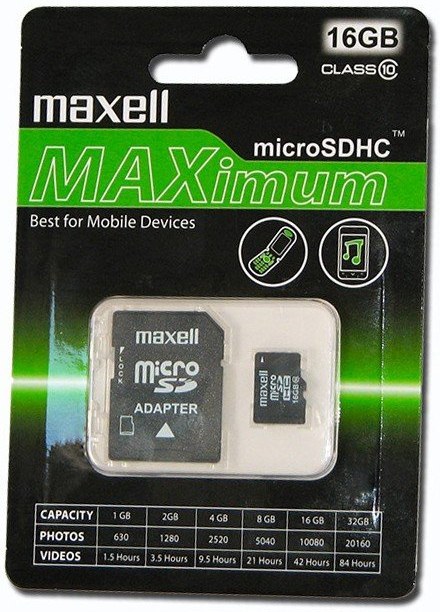 MAXELL microSDHC 16GB, Class 10 + adaptér