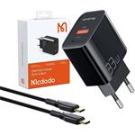 Mcdodo rýchlo nabíjačka, USB + USB-C, 33 W + kábel USB-C (čierna)