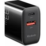 Mcdodo rýchlo nabíjačka, USB + USB-C, 33 W + kábel USB-C (čierna)