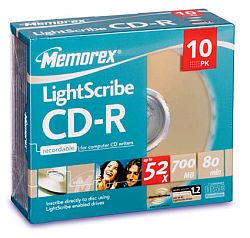 Média CD-R Memorex 700MB,52x,LightScribe,Slim,10ks