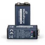 MediaRange nabíjacia USB-C Li-Ion batéria E-Block, 9V, 340 mAh, 2ks
