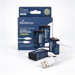 MediaRange nabíjacia USB-C Li-Ion batéria E-Block, 9V, 340 mAh, 2ks