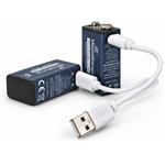MediaRange nabíjacia USB-C Li-Ion batéria E-Block, 9V, 340 mAh, 2ks