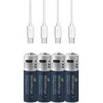 MediaRange nabíjacia USB-C Li-Ion batéria Mignon AA, 1,5V, 1400 mAh, 4ks