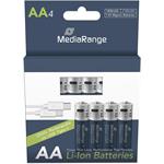 MediaRange nabíjacia USB-C Li-Ion batéria Mignon AA, 1,5V, 1400 mAh, 4ks