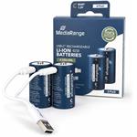 MediaRange nabíjacia USB-C Li-Ion batéria, typ C, 1.5V, 3000 mAh, 2ks