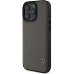 Mercedes Curved Stitches Leather kryt pre iPhone 16 Pro, hnedý