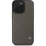 Mercedes Curved Stitches Leather kryt pre iPhone 16 Pro, hnedý