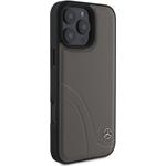 Mercedes Curved Stitches Leather kryt pre iPhone 16 Pro, hnedý