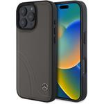 Mercedes Curved Stitches Leather kryt pre iPhone 16 Pro, hnedý