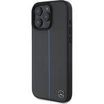 Mercedes Leather Blue Stripe MagSafe kryt pre iPhone 16 Pro, sivý