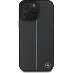 Mercedes Leather Blue Stripe MagSafe kryt pre iPhone 16 Pro, sivý