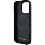 Mercedes Leather Blue Stripe MagSafe kryt pre iPhone 16 Pro, sivý