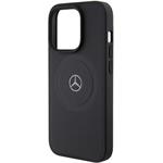 Mercedes Leather Crossed Line Pattern MagSafe kryt pre iPhone 15 Pro, čierny