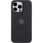 Mercedes Leather Crossed Line Pattern MagSafe kryt pre iPhone 15 Pro Max, čierny