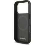 Mercedes Leather Large Lauer Leaves MagSafe kryt pre iPhone 17 Pro, čierny