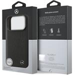 Mercedes Leather Large Lauer Leaves MagSafe kryt pre iPhone 17 Pro, čierny