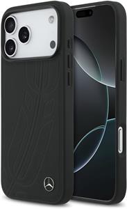 Mercedes Leather Large Lauer Leaves MagSafe kryt pre iPhone 17 Pro Max, čierny
