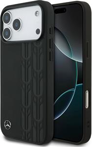 Mercedes Leather Laurel Leaves MagSafe kryt pre iPhone 17 Pro Max, čierny
