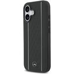 Mercedes Leather Star Pattern and Stripes MagSafe kryt pre iPhone 17, čierno-biely