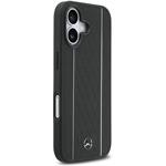 Mercedes Leather Star Pattern and Stripes MagSafe kryt pre iPhone 17, čierno-biely