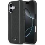 Mercedes Leather Star Pattern and Stripes MagSafe kryt pre iPhone 17, čierno-biely