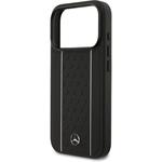 Mercedes Leather Star Pattern and Stripes MagSafe kryt pre iPhone 17 Pro, čierno-biely