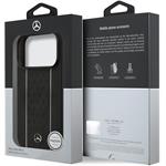 Mercedes Leather Star Pattern and Stripes MagSafe kryt pre iPhone 17 Pro, čierno-biely
