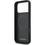 Mercedes Leather Star Pattern and Stripes MagSafe kryt pre iPhone 17 Pro Max, čierno-biely