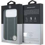 Mercedes Leather Star Pattern and Stripes MagSafe kryt pre iPhone 17 Pro Max, čierno-biely