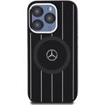 Mercedes Liquid Silicon Stripes Pattern MagSafe kryt pre iPhone 15 Pro, čierny