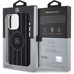 Mercedes Liquid Silicon Stripes Pattern MagSafe kryt pre iPhone 15 Pro, čierny
