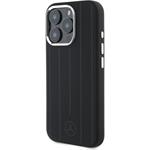 Mercedes Liquid Silicon Stripes Pattern MagSafe kryt pre iPhone 16 Pro, čierny