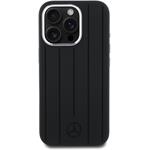 Mercedes Liquid Silicon Stripes Pattern MagSafe kryt pre iPhone 16 Pro, čierny