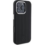 Mercedes Liquid Silicon Stripes Pattern MagSafe kryt pre iPhone 16 Pro, čierny