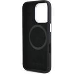 Mercedes Liquid Silicon Stripes Pattern MagSafe kryt pre iPhone 16 Pro, čierny