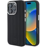 Mercedes Liquid Silicon Stripes Pattern MagSafe kryt pre iPhone 16 Pro, čierny