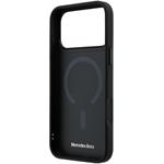 Mercedes PU Leather 3D MagSafe kryt pre iPhone 17 Pro Max, čierny