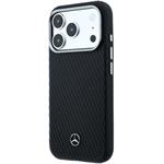 Mercedes PU Leather Semi Wrap MagSafe kryt pre iPhone 17 Pro, čierny