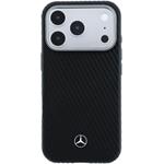 Mercedes PU Leather Semi Wrap MagSafe kryt pre iPhone 17 Pro, čierny