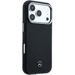 Mercedes PU Leather Semi Wrap MagSafe kryt pre iPhone 17 Pro, čierny